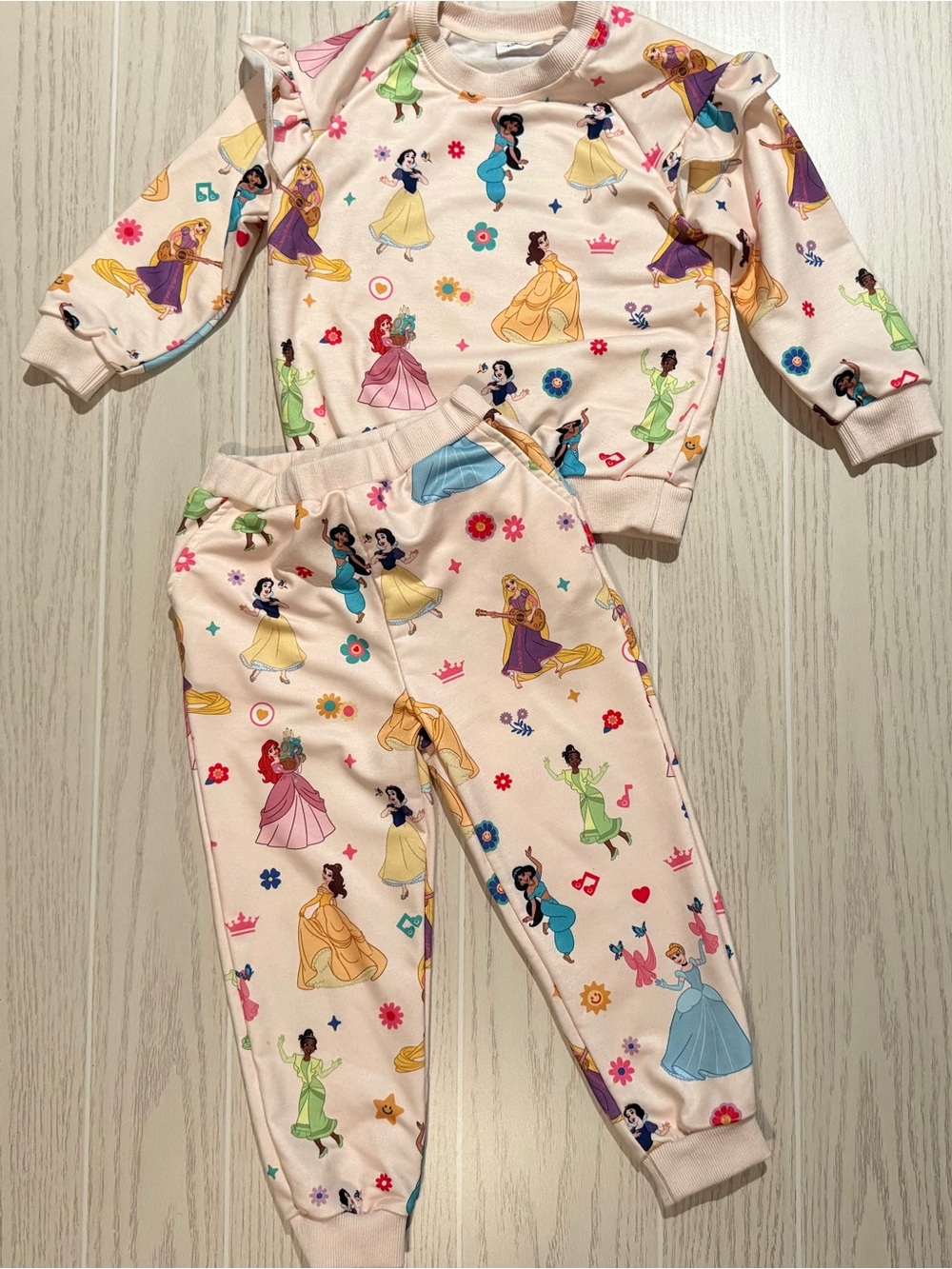 Disney x PatPat Princess 2 Piece Sweatshirt Jogger Set Toddler Girls 3-4Y Pink